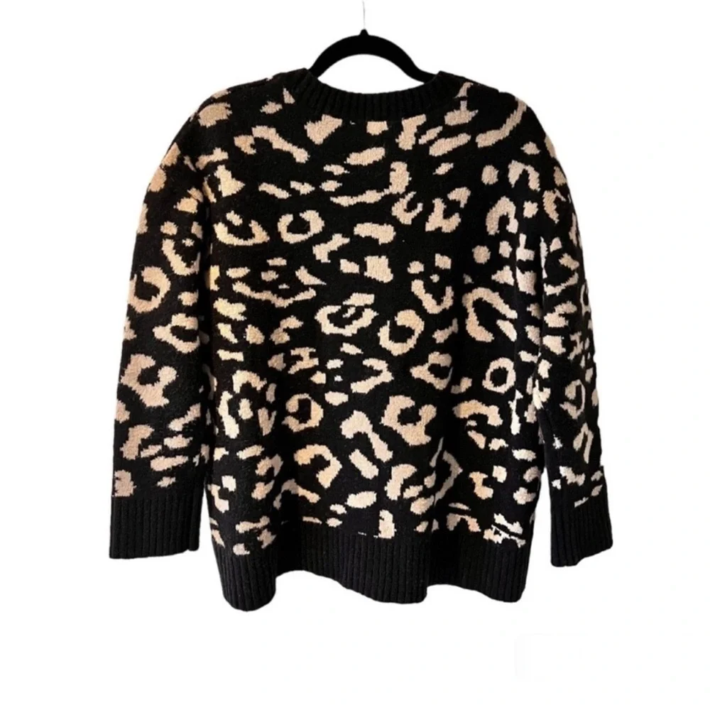 WORKSHOP Leopard print sweater oversized slouchy black tan size M